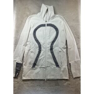 Lululemon Define Jacket Women's 10 White Blue Full Zip Athletic Yoga Running